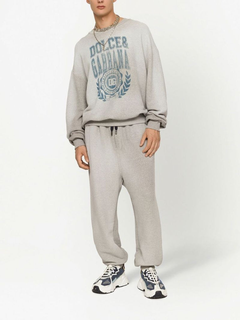 Grey Logo Print Faded Sweatshirt