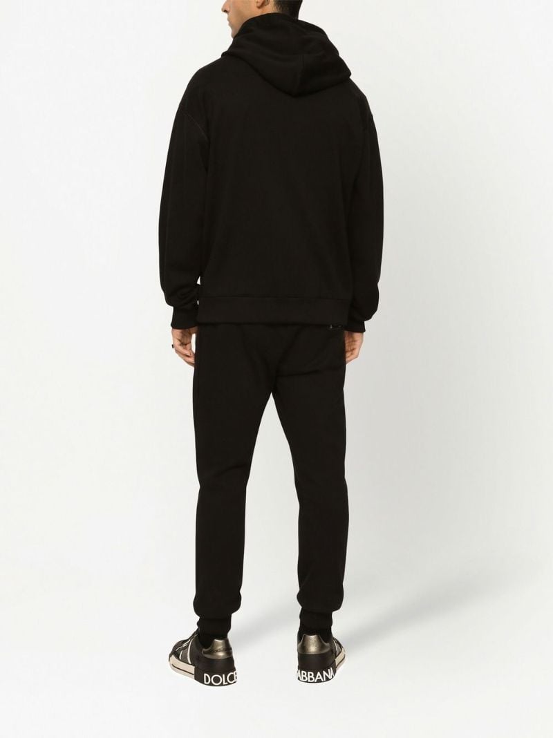 Black Logo Plaque Cotton Hoodie