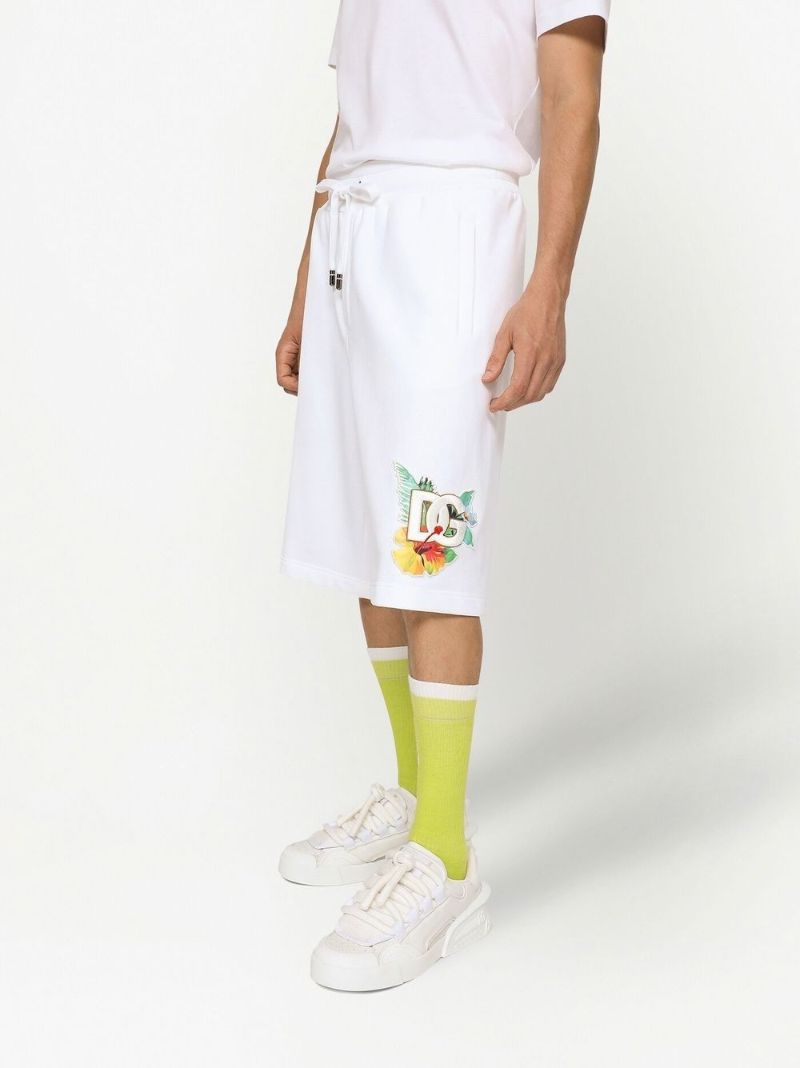 White Logo Embroidered Cotton Track Pants