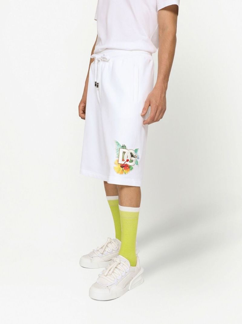 White Logo Embroidered Cotton Track Pants