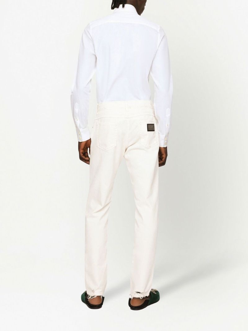 White Logo Patch Straight-leg Jeans