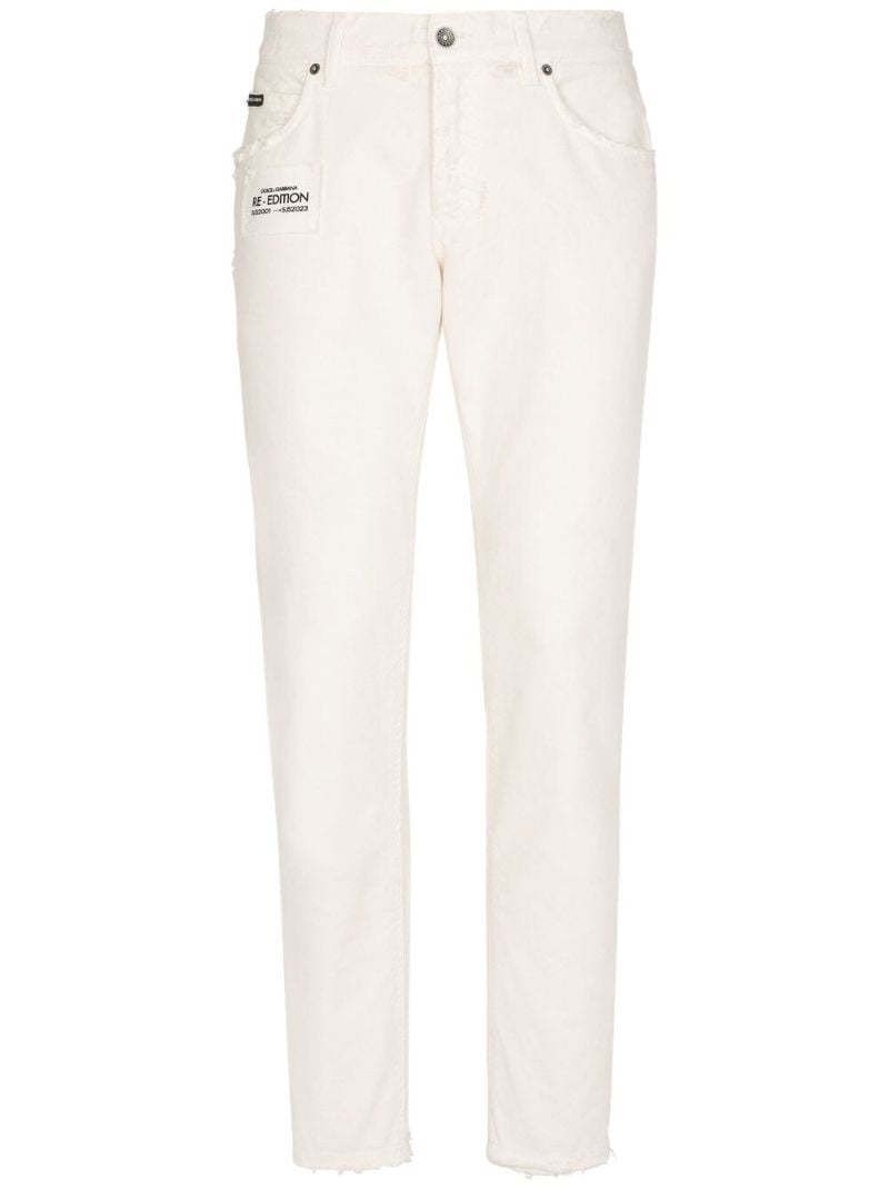 White Logo Patch Straight-leg Jeans