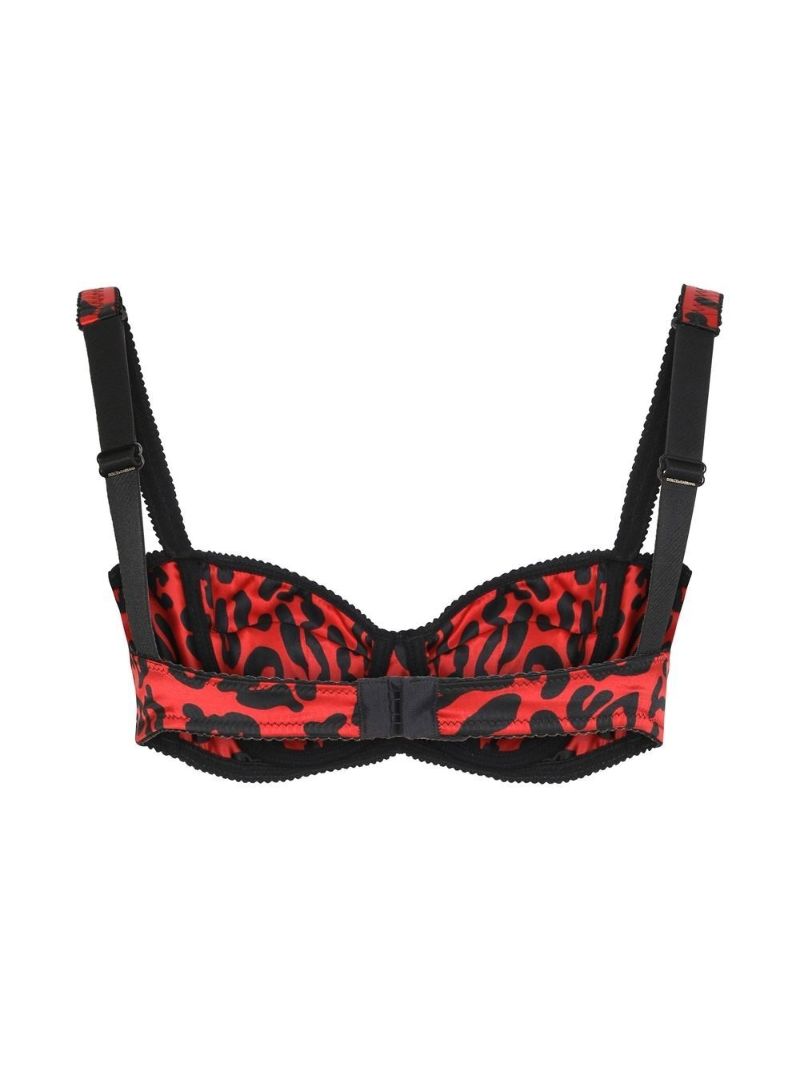 Red Leopard Print Silk Balconette Bra