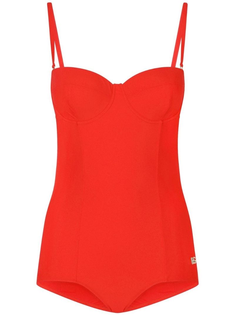 Red Sweetheart Neck Swimsuit