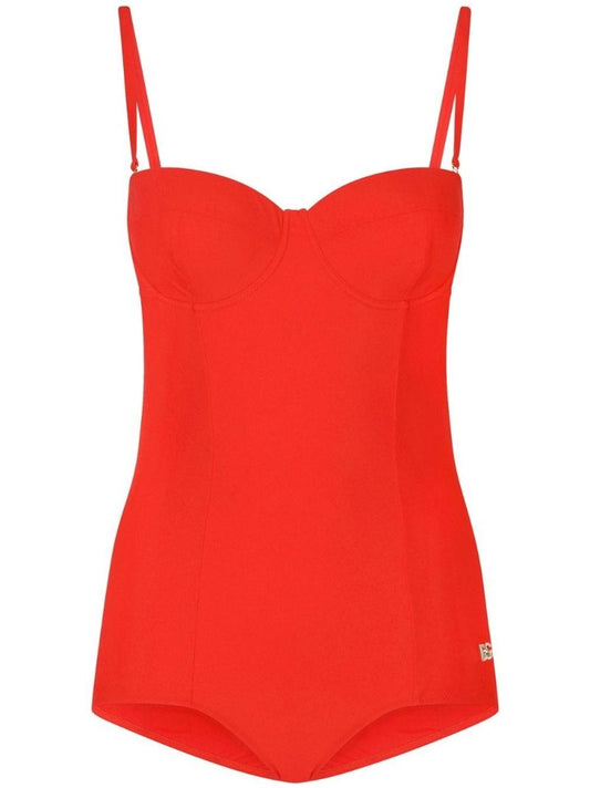 Red Sweetheart Neck Swimsuit