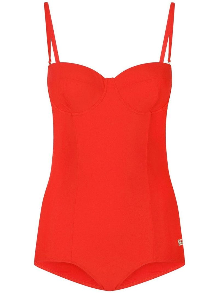 Red Sweetheart Neck Swimsuit