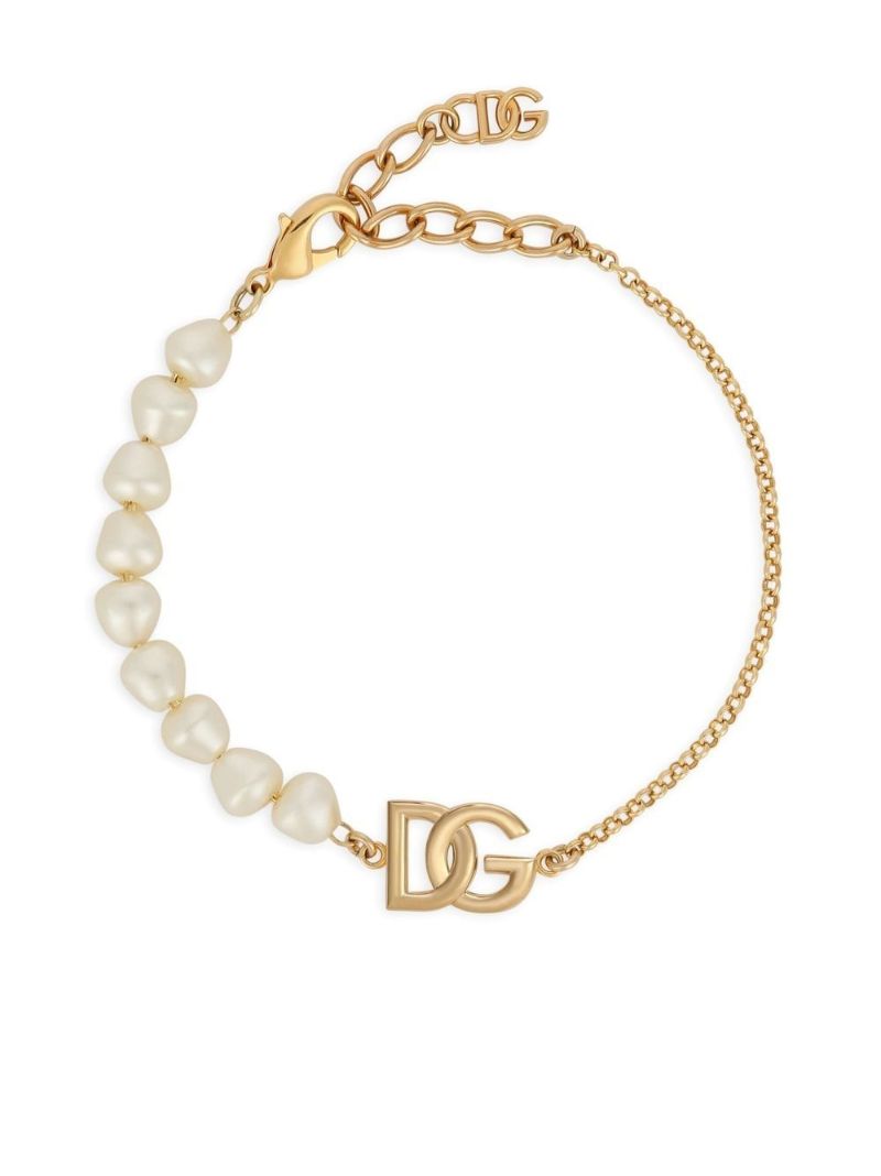 Gold-tone Pearl-embellished Dg Bracelet