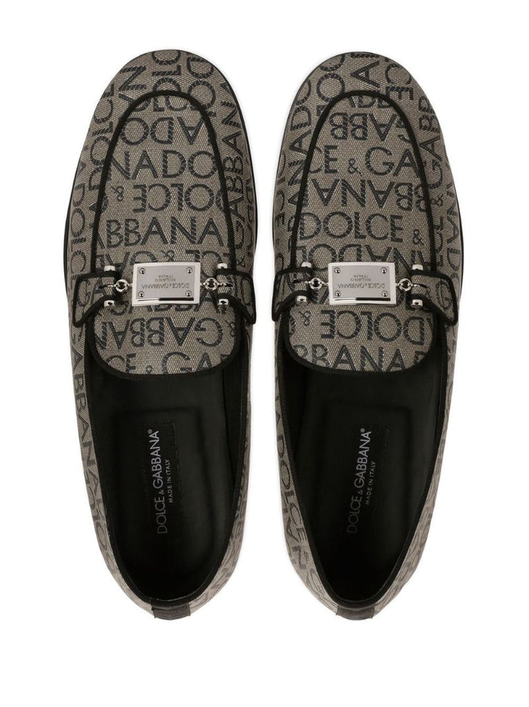Neutral Logo Print Loafers