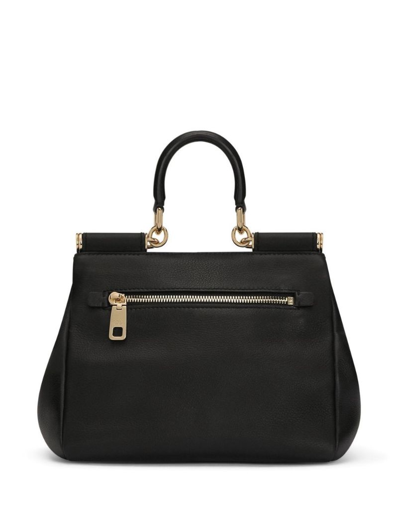 Black Sicily Small Leather Top Handle Bag