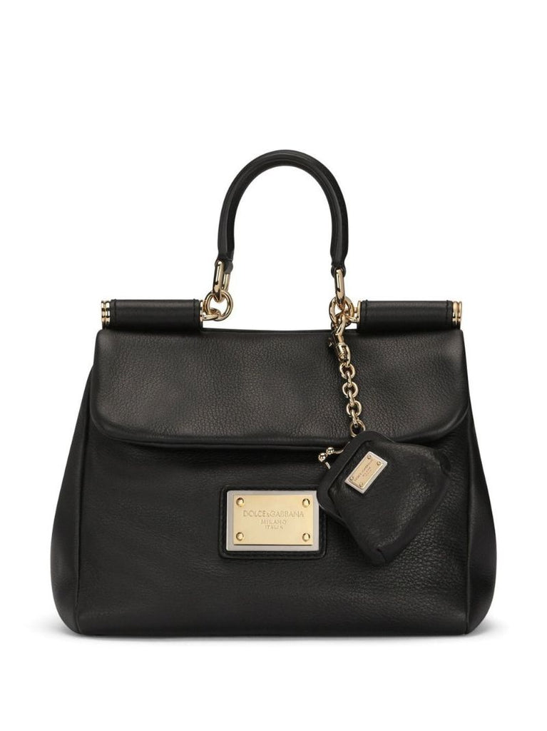 Black Sicily Small Leather Top Handle Bag