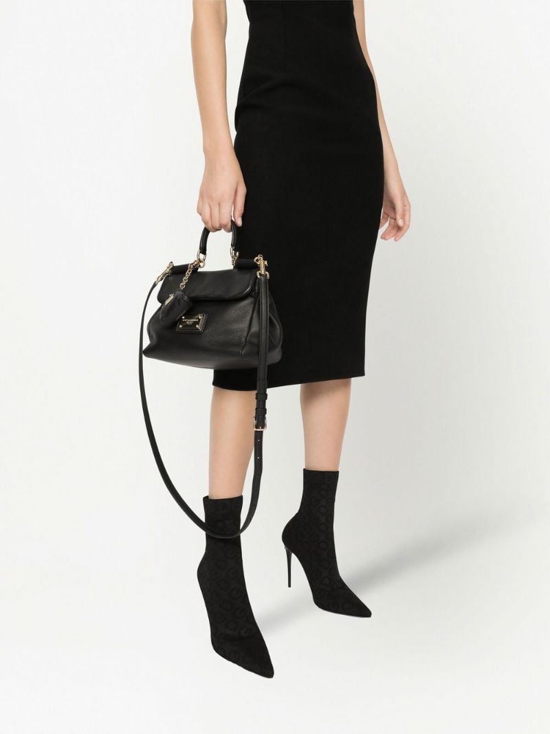 Black Sicily Small Leather Top Handle Bag