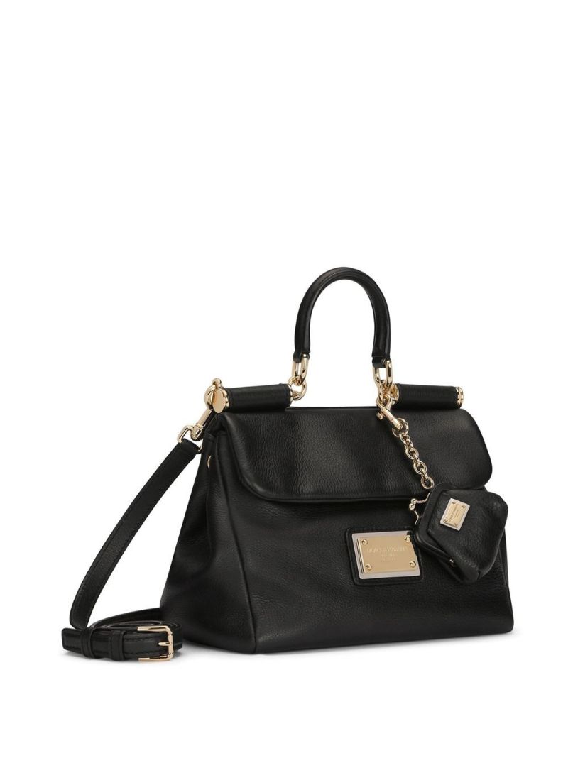 Black Sicily Small Leather Top Handle Bag