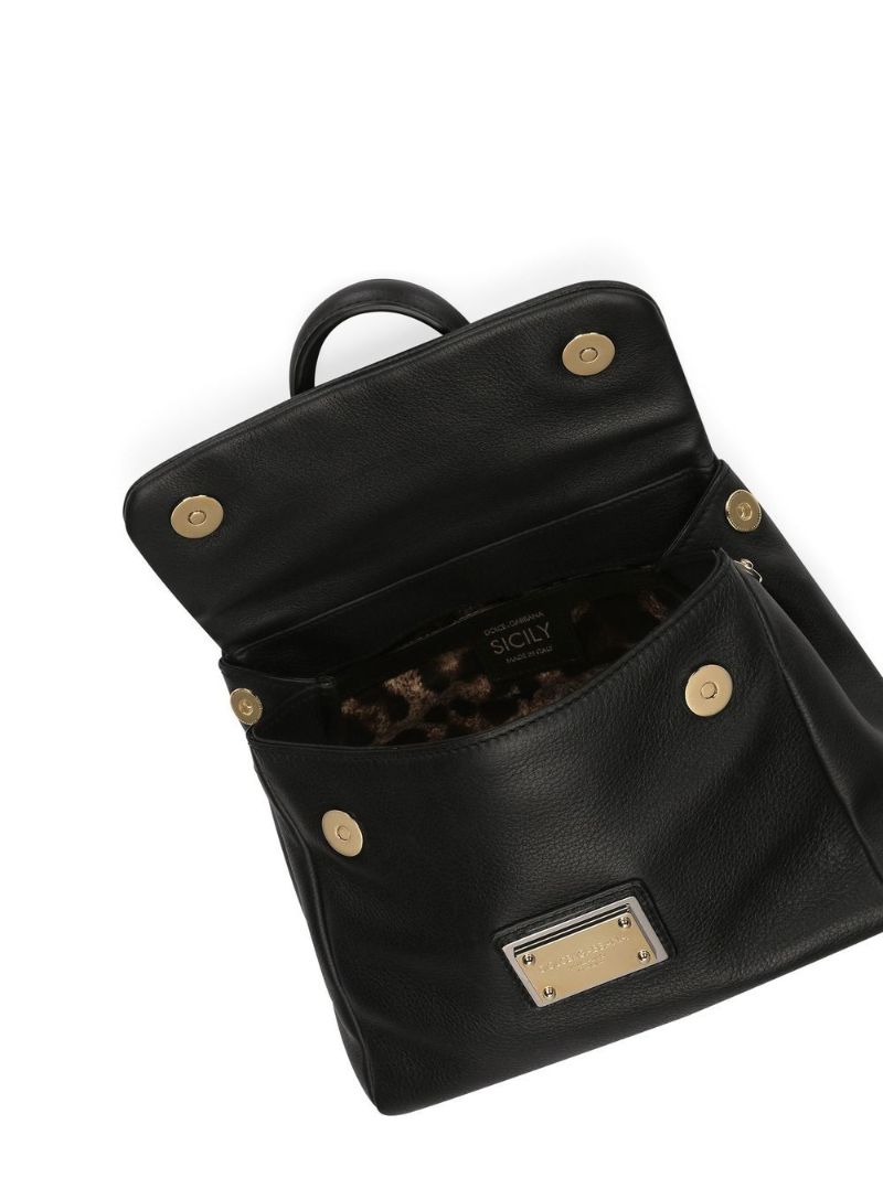 Black Sicily Small Leather Top Handle Bag
