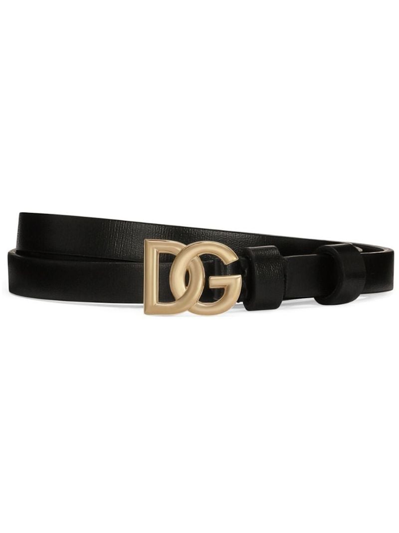 Black Logo Leather Belt