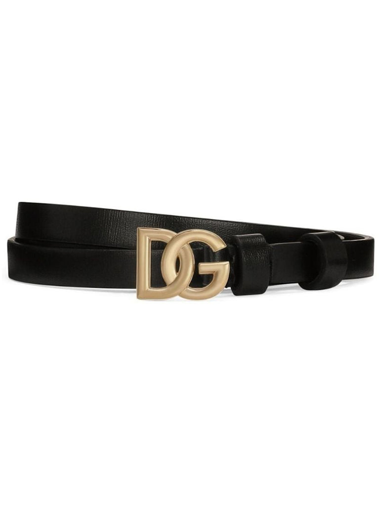 Black Logo Leather Belt