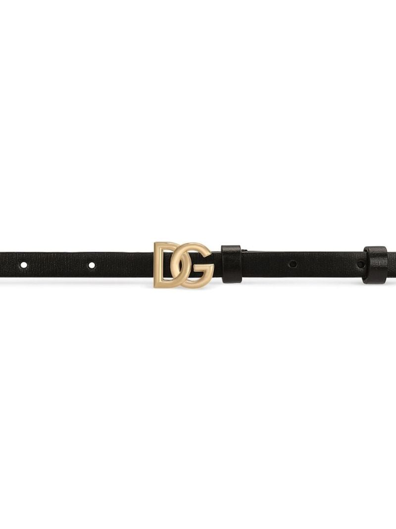 Black Logo Leather Belt