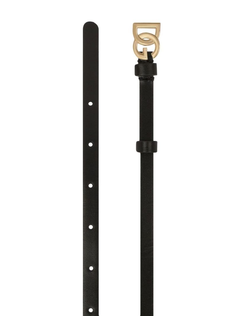 Black Logo Leather Belt