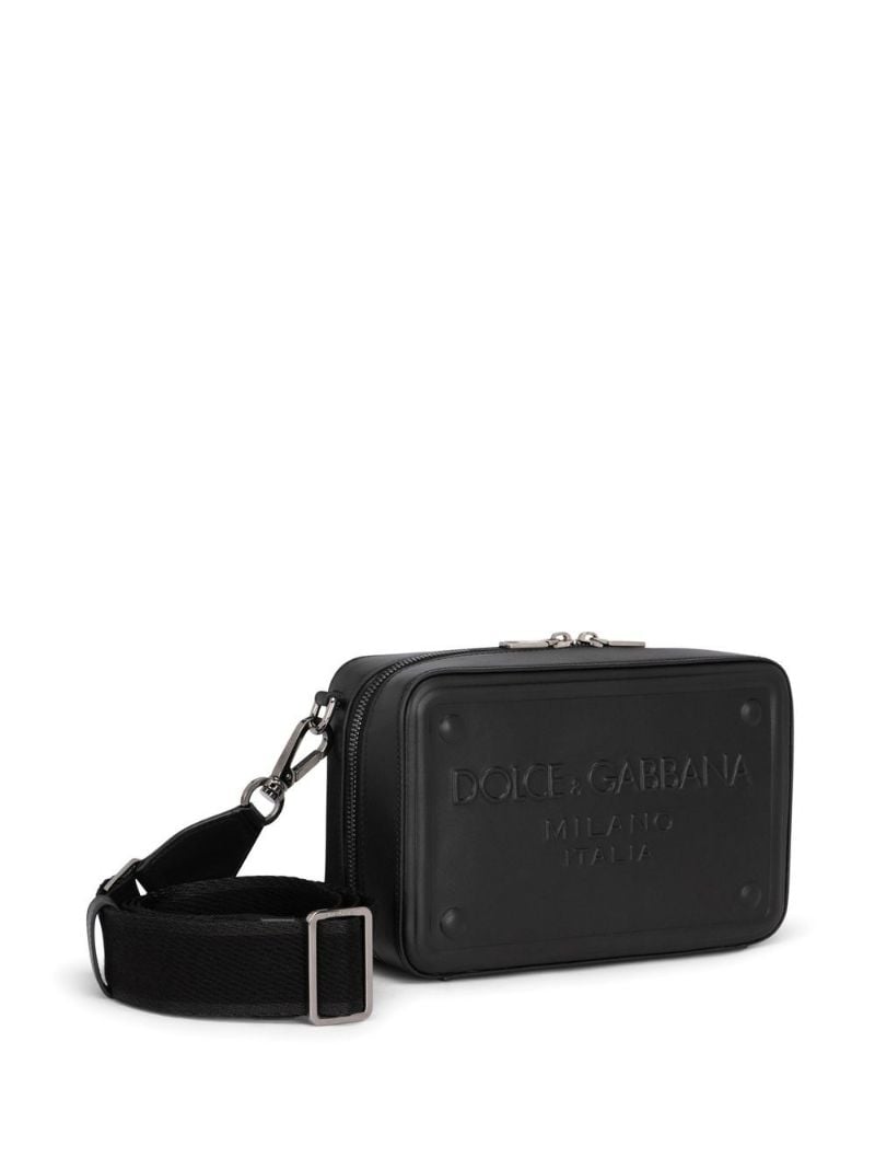 Black Logo Embossed Shoulder Bag