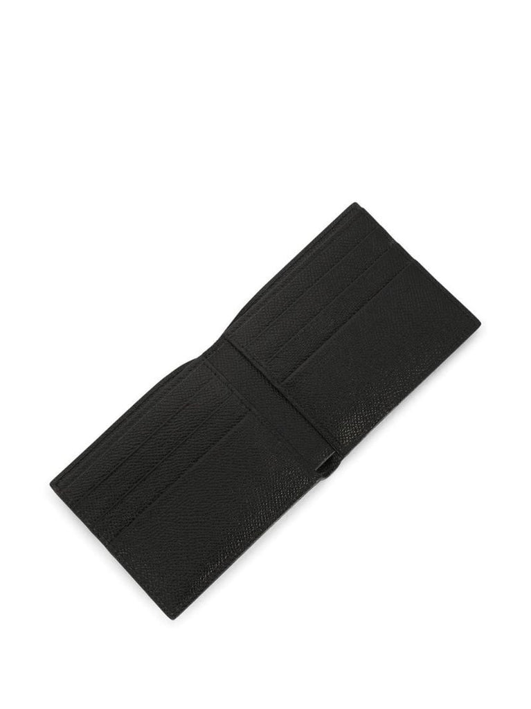 Black Logo Plaque Bifold Leather Wallet