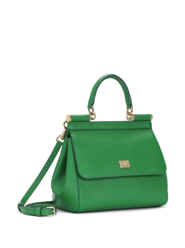 Green Sicily Small Leather Top Handle Bag