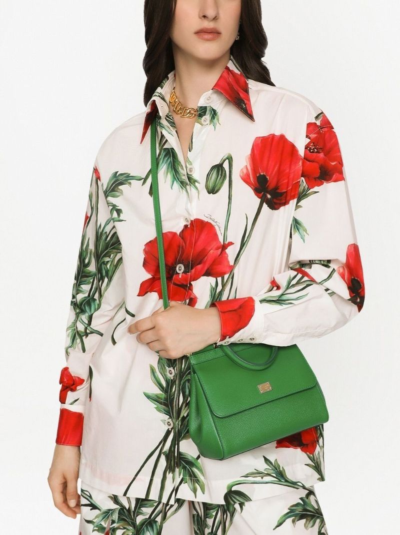 Green Sicily Small Leather Top Handle Bag