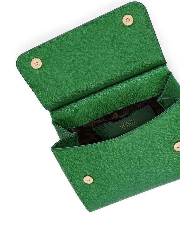 Green Sicily Small Leather Top Handle Bag