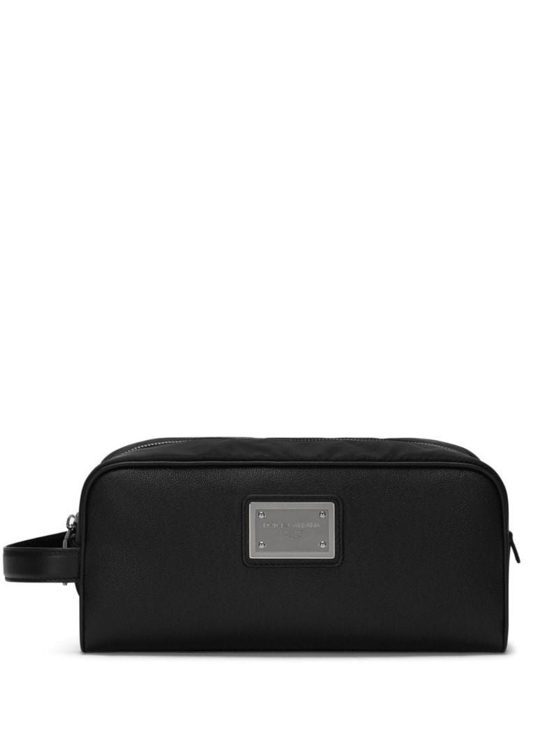 Black Logo Plaque Wash Bag