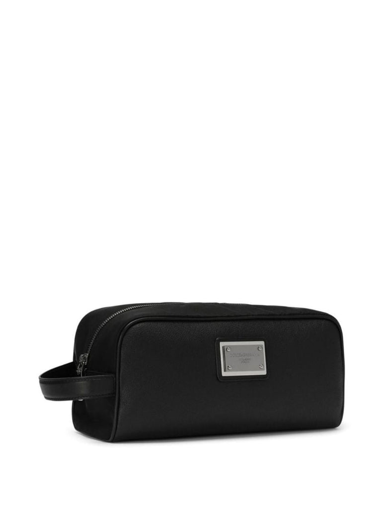Black Logo Plaque Wash Bag