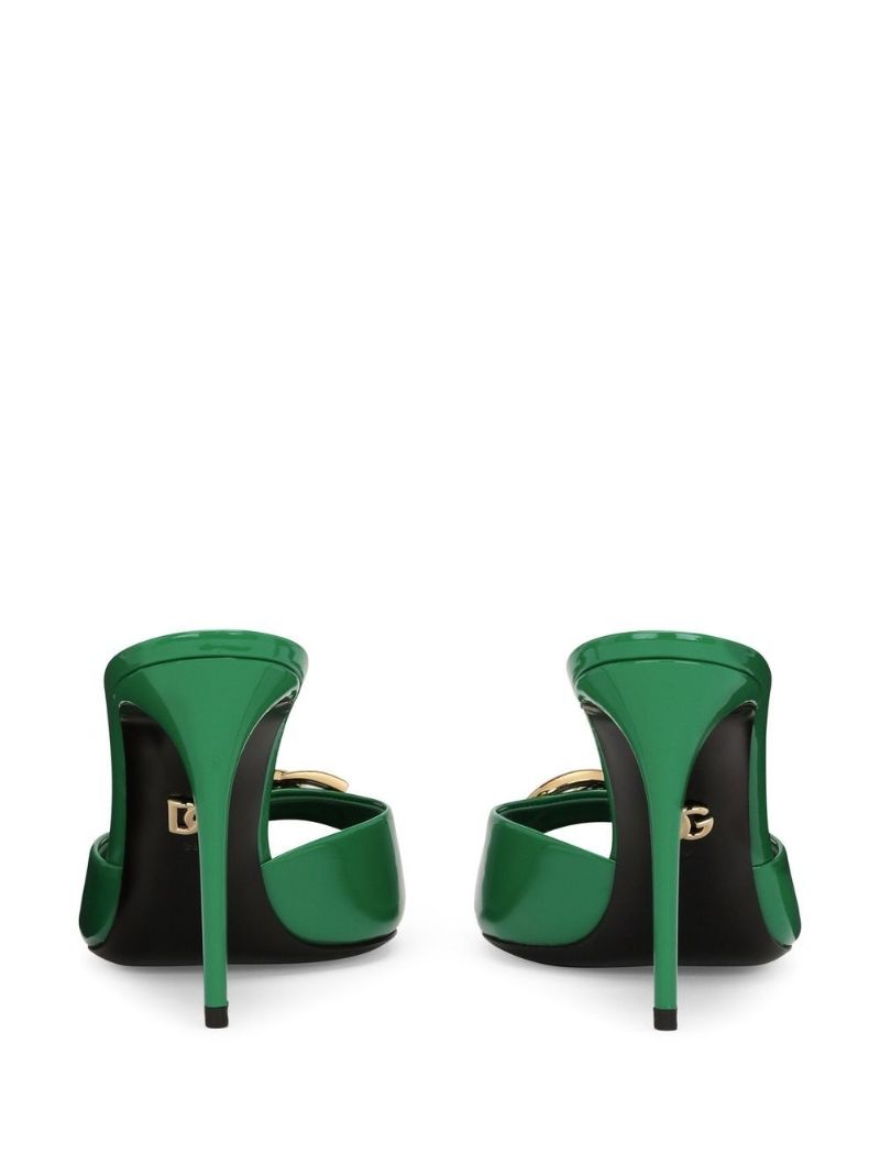 Green 85 Patent Leather Logo Sandals