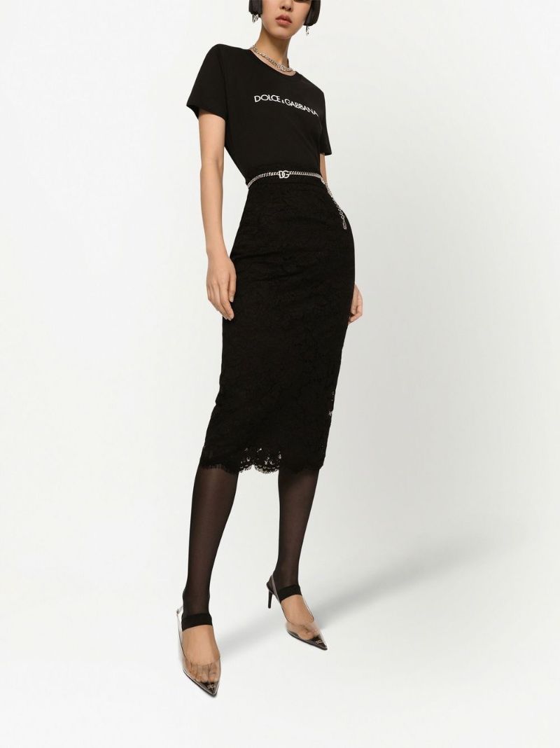 Black Lace Midi Skirt