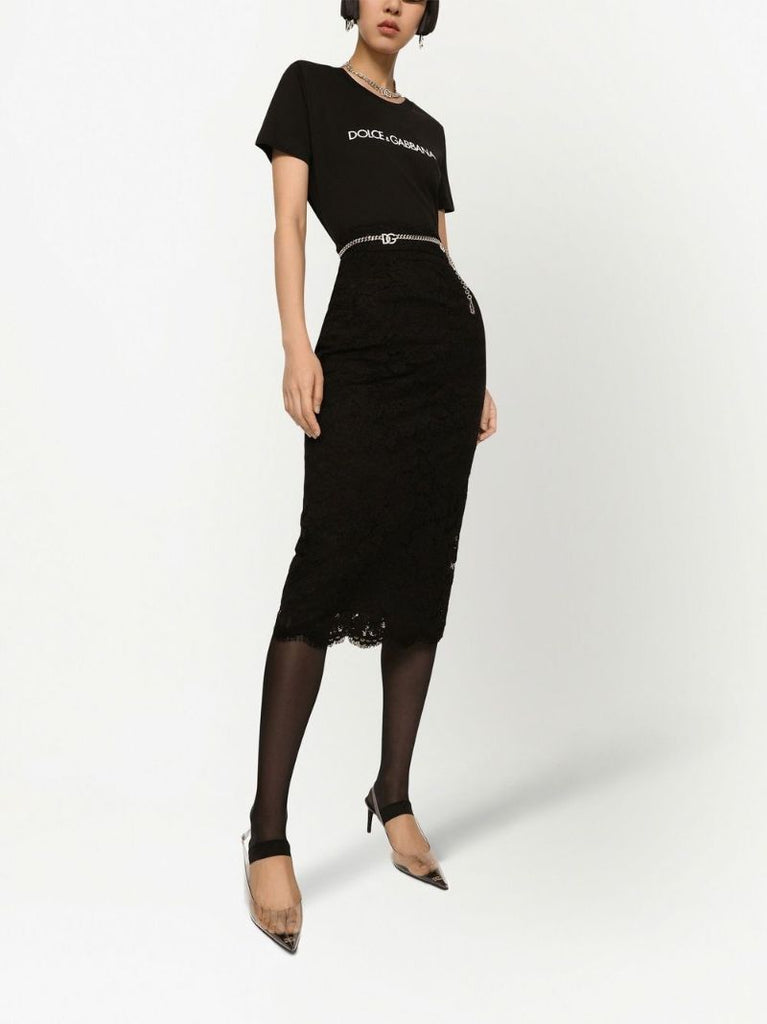 Black Lace Midi Skirt