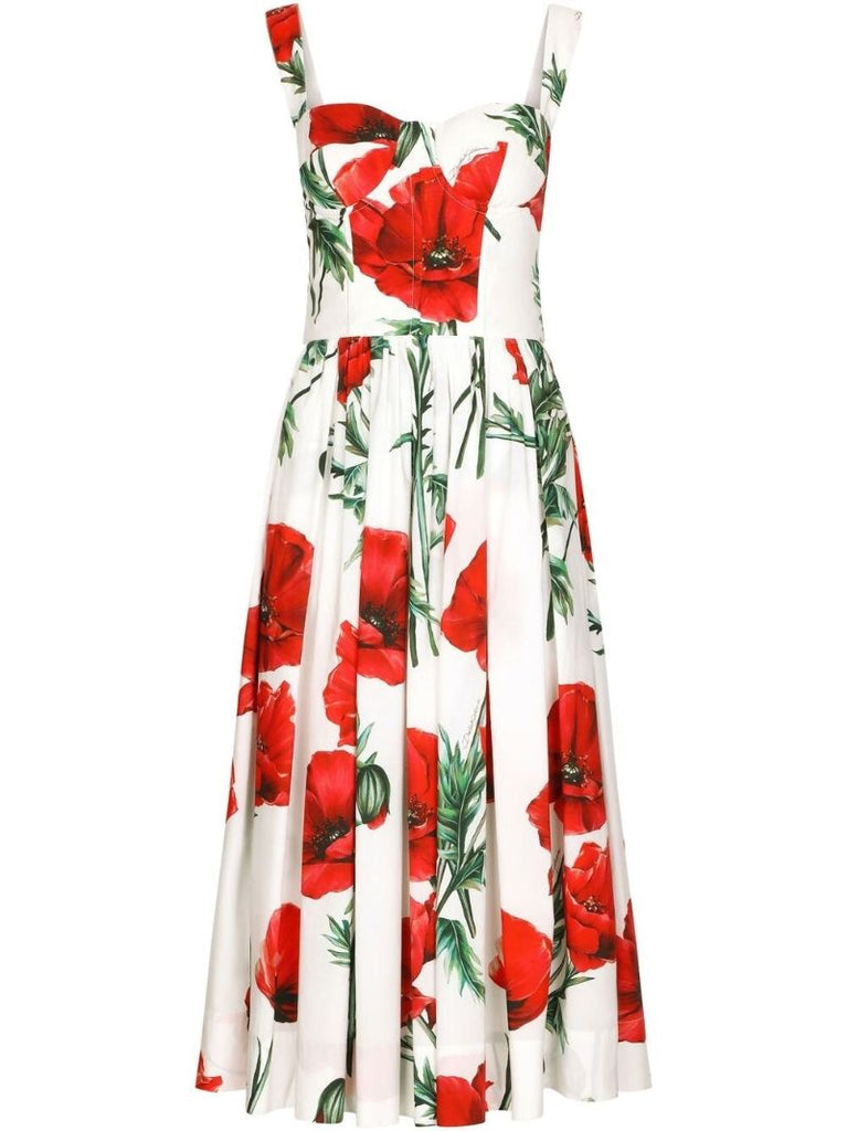Multicolour Floral Print Midi Dress