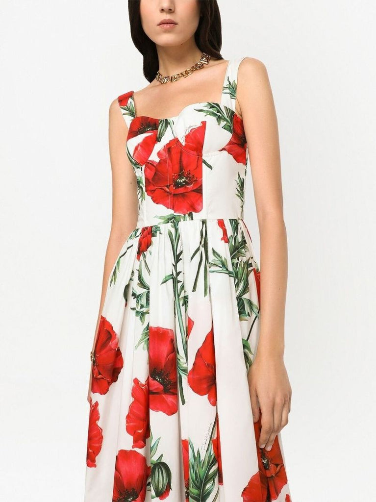 Multicolour Floral Print Midi Dress
