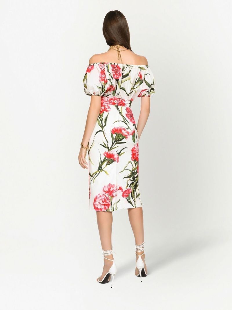 White Floral Print Off-the-shoulder Blouse
