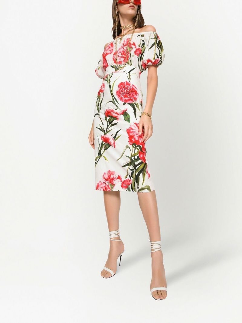 White Floral Print Off-the-shoulder Blouse