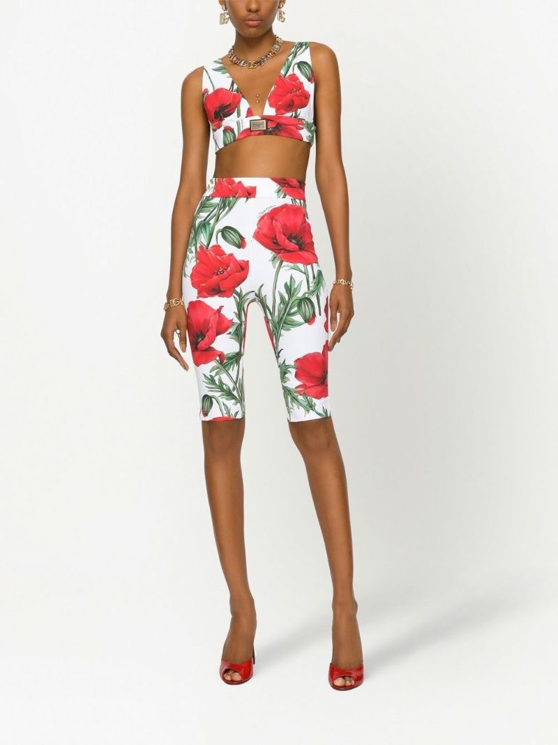 White Floral Logo Plaque Cropped Top