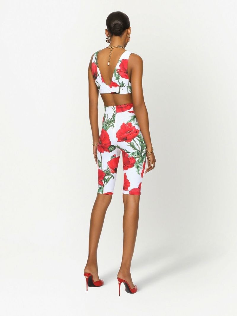 White Floral Logo Plaque Cropped Top
