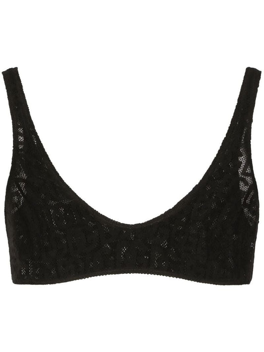 Black Logo-lace Cropped Bralette