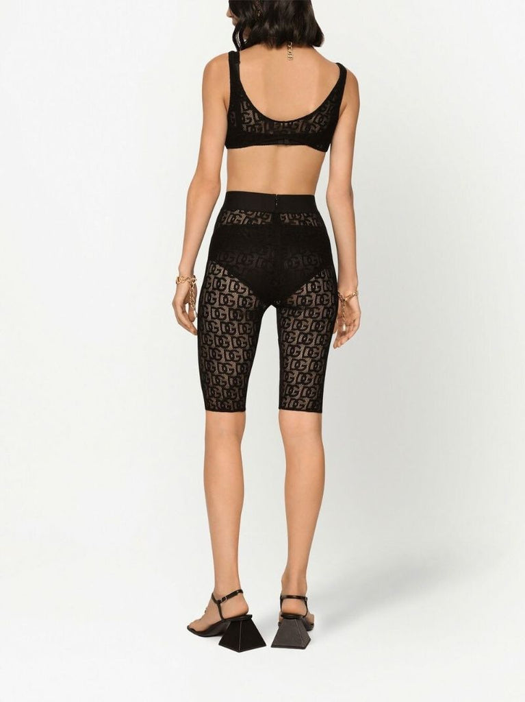 Black Logo-lace Cropped Bralette