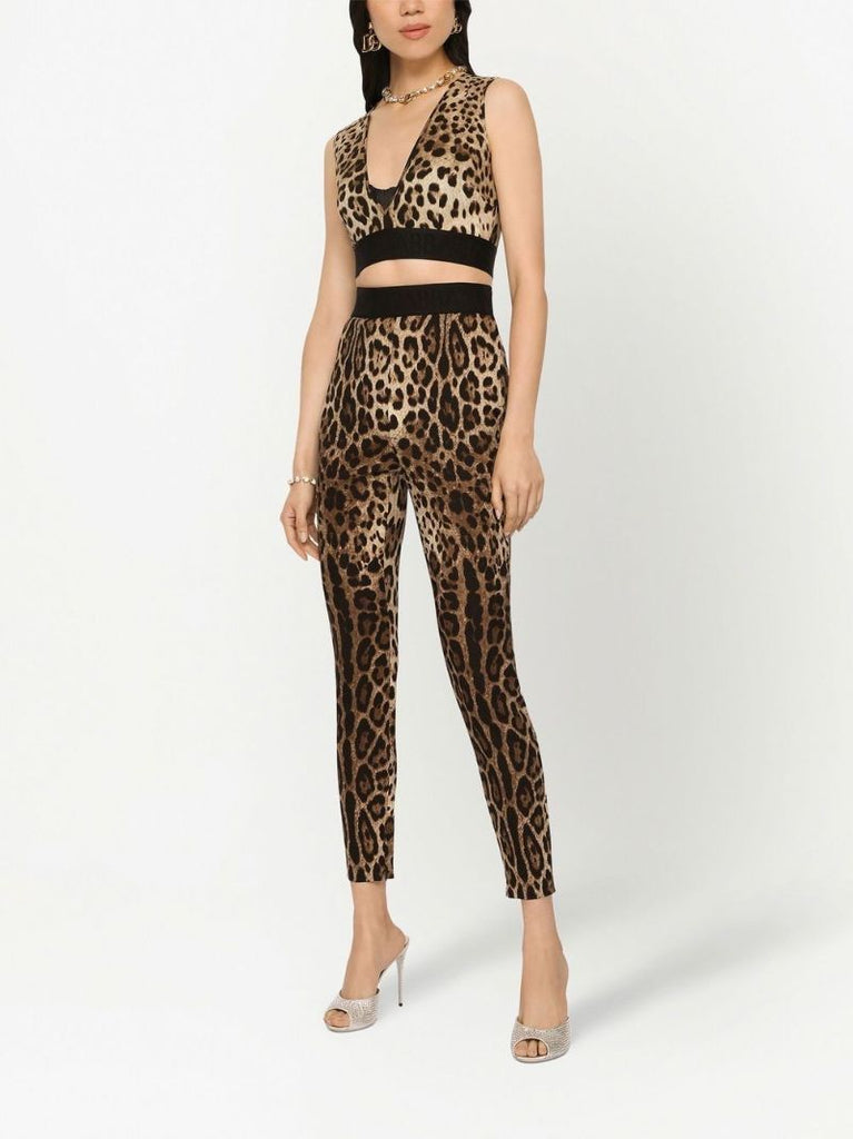 Brown Leopard Print Crop Top