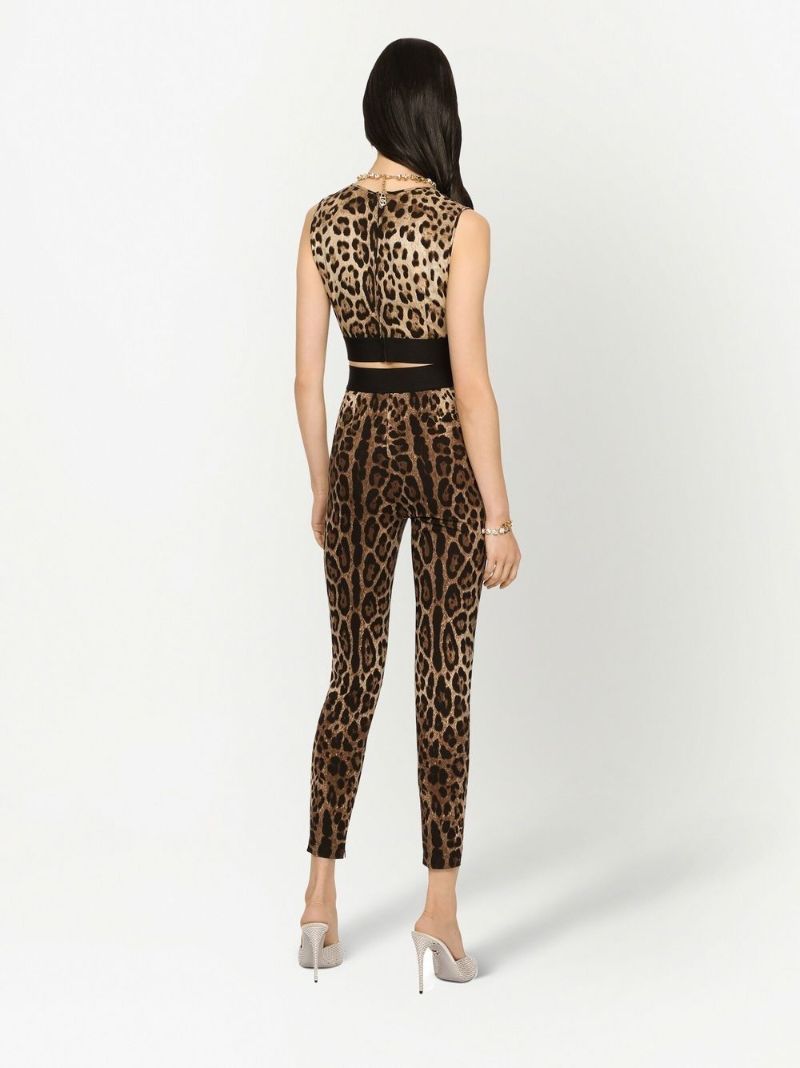 Brown Leopard Print Crop Top