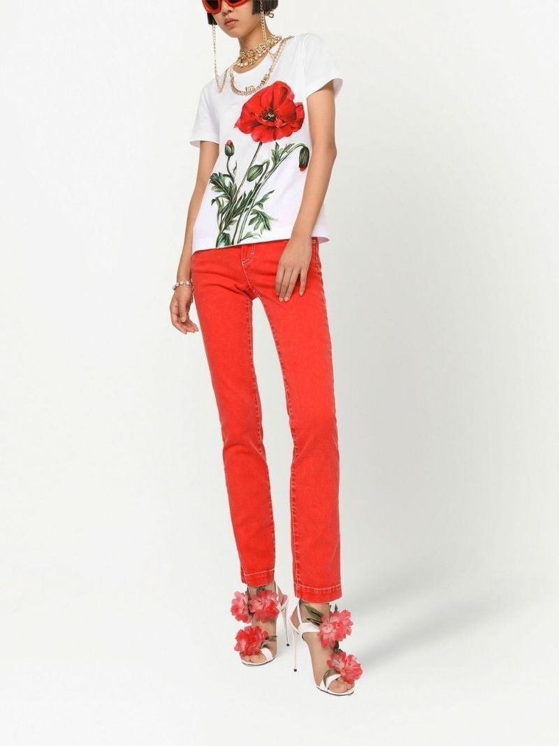White Poppy Print T-shirt