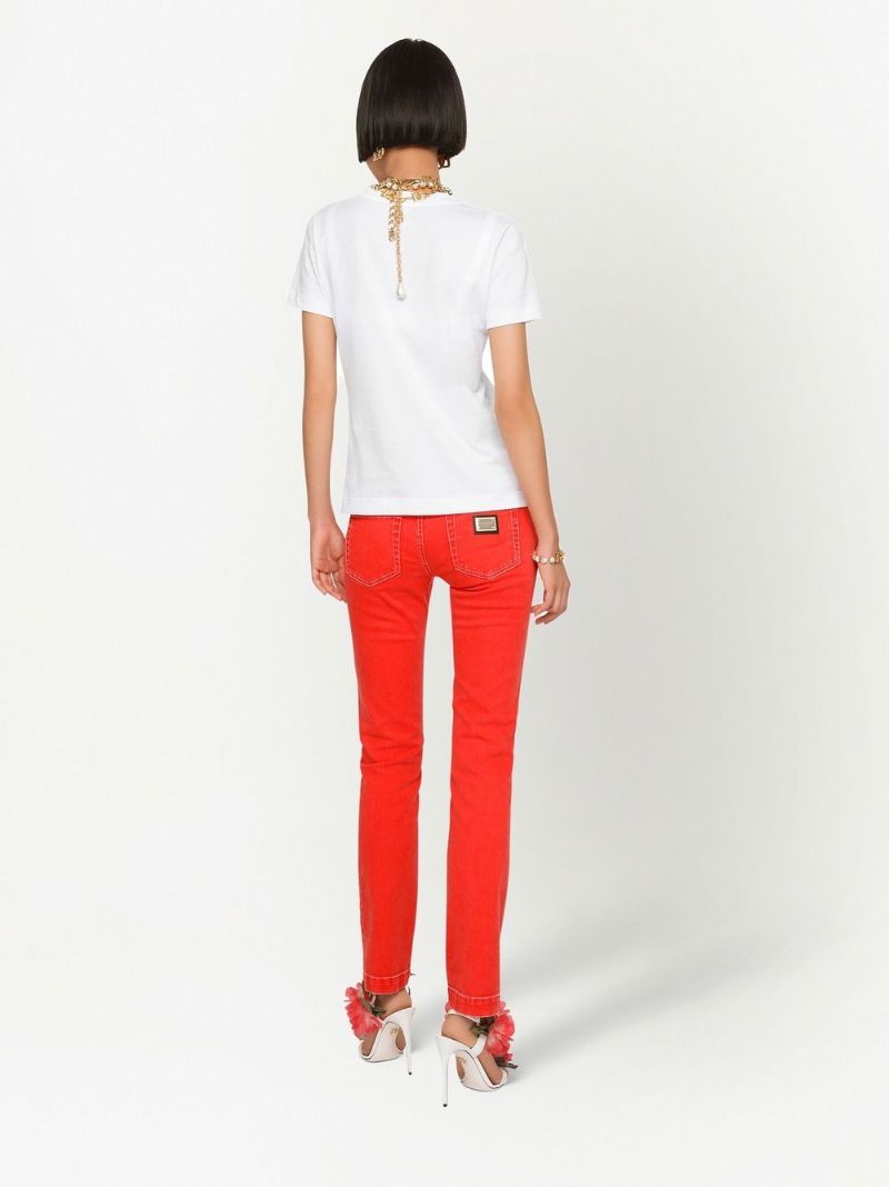 White Poppy Print T-shirt