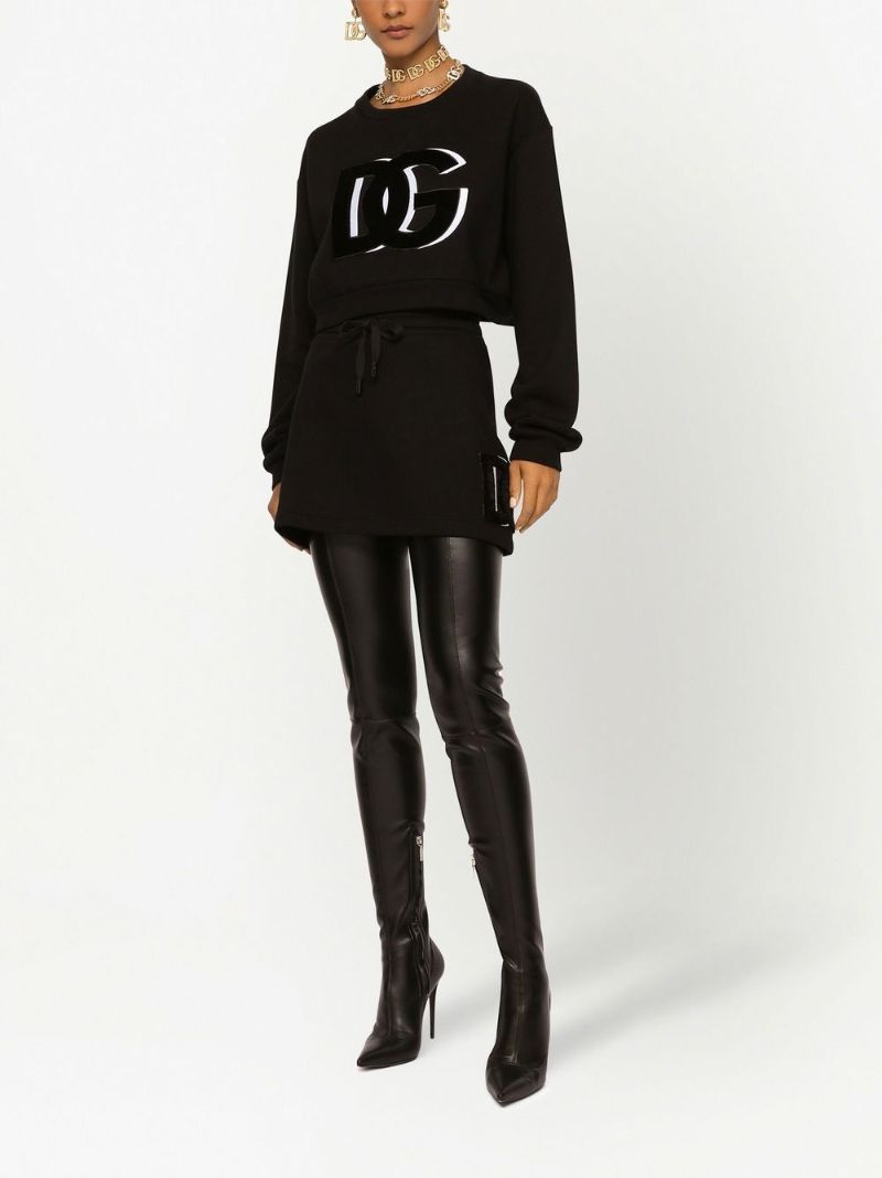 Black Dg Logo Patch Cropped Sweatshirt