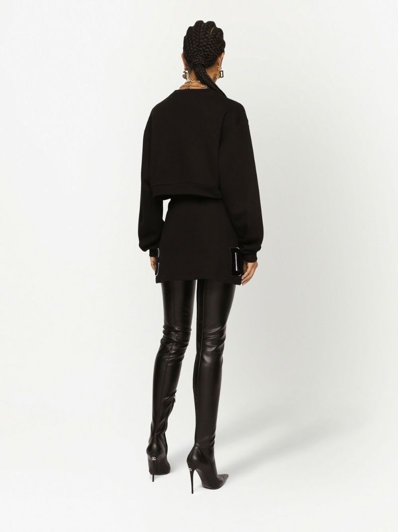 Black Dg Logo Patch Cropped Sweatshirt