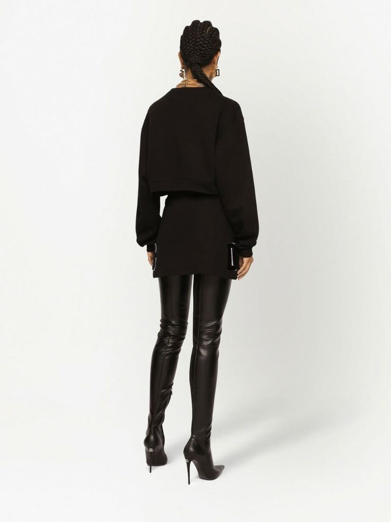 Black Dg Logo Patch Cropped Sweatshirt