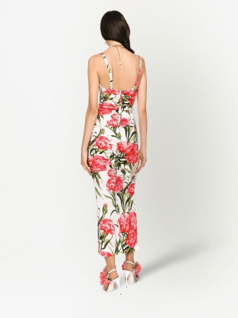 White Floral Print Maxi Dress