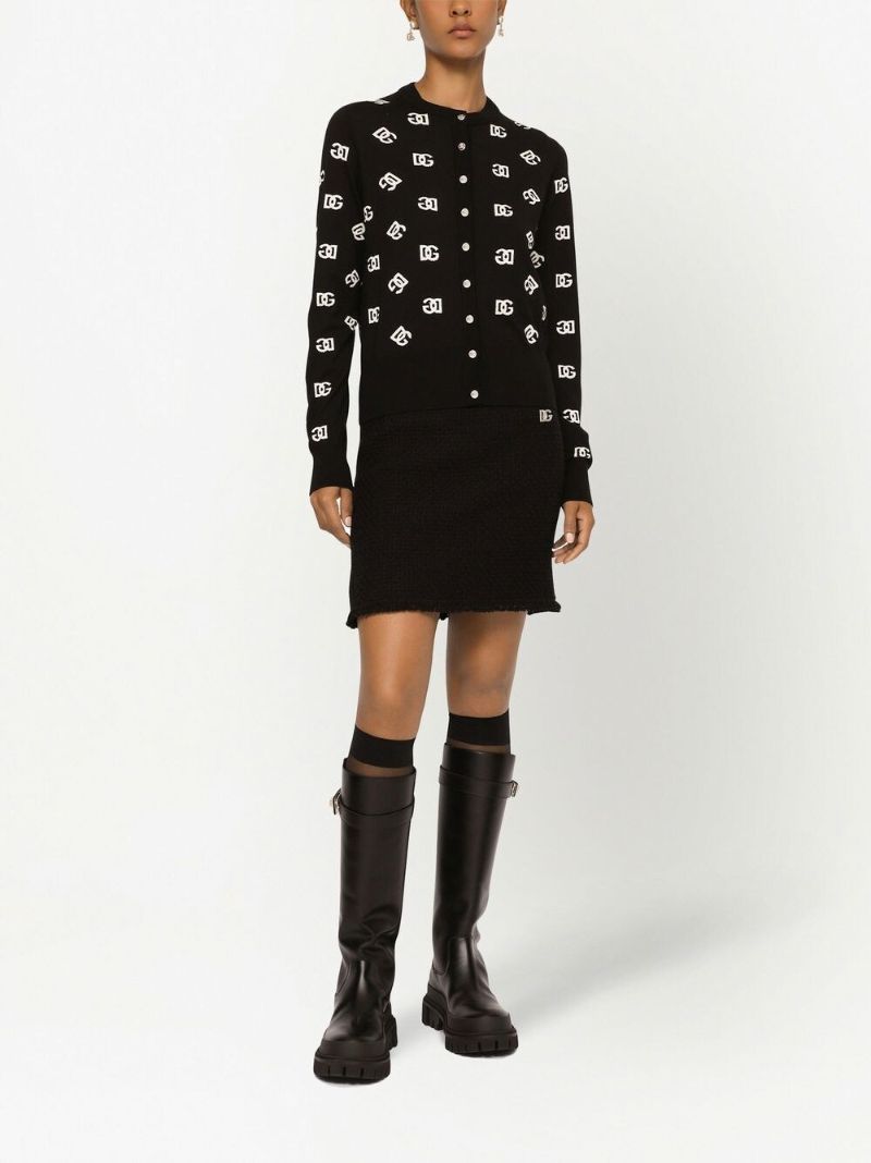 Black Dg Intarsia Cardigan