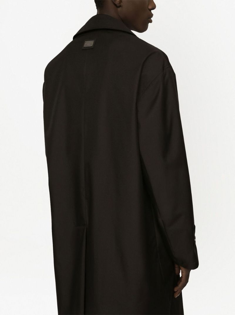 Black Logo Plaque Single-breasted Coat