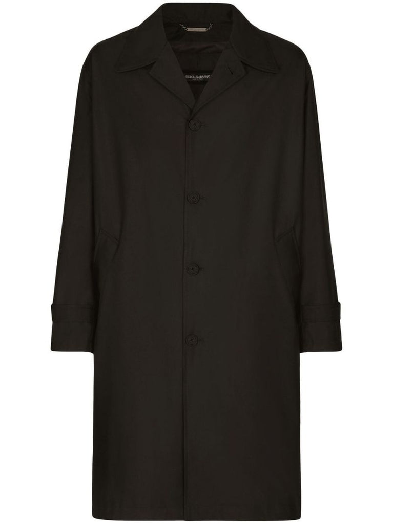 Black Logo Plaque Single-breasted Coat